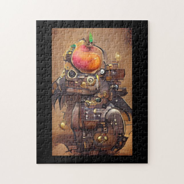 Puzzle Robot mango head steampunk arte digital (Vertical)