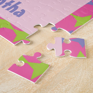 Puzzle Robot retro personalizado rosa, morado y verde