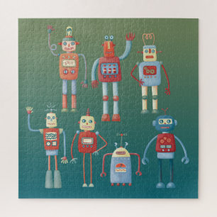 Puzzle Robots de diversión estilo Cute Retro de los años