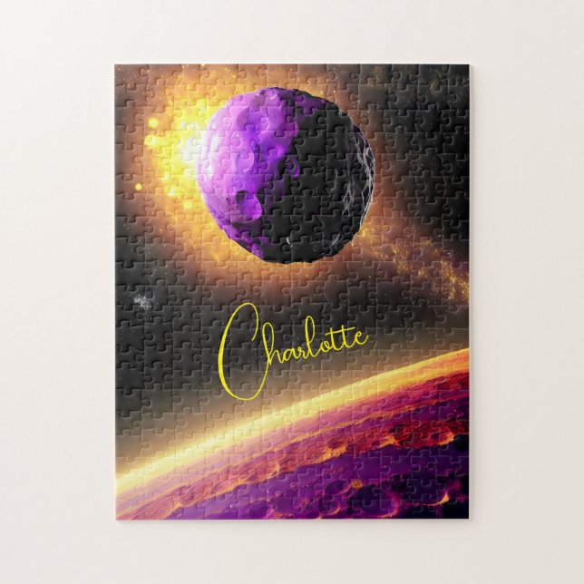 Puzzle Roca del espacio púrpura en un universo fantástico (Vertical)