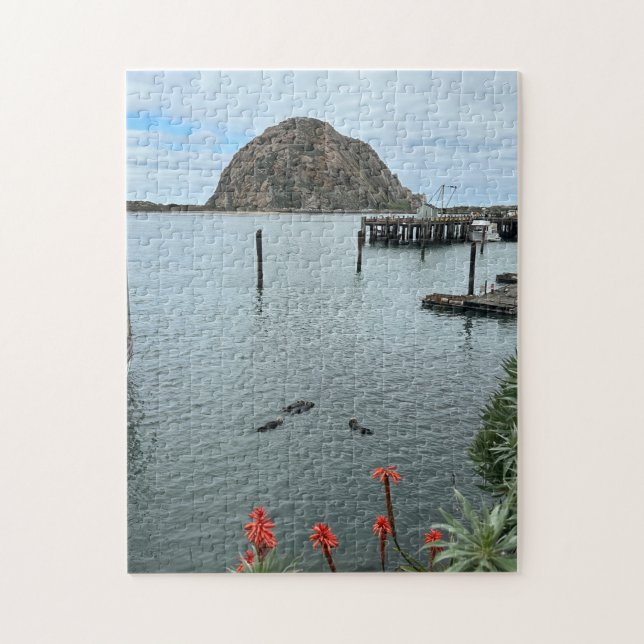 Puzzle Roca Morro Bay con nutrias (Vertical)