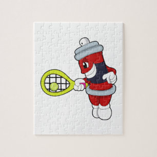 Puzzle Rociar al tenis con raqueta de tenis