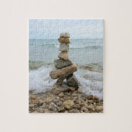 Puzzle Rock Cairn cerca del lago - 8x10 - 110 pcs