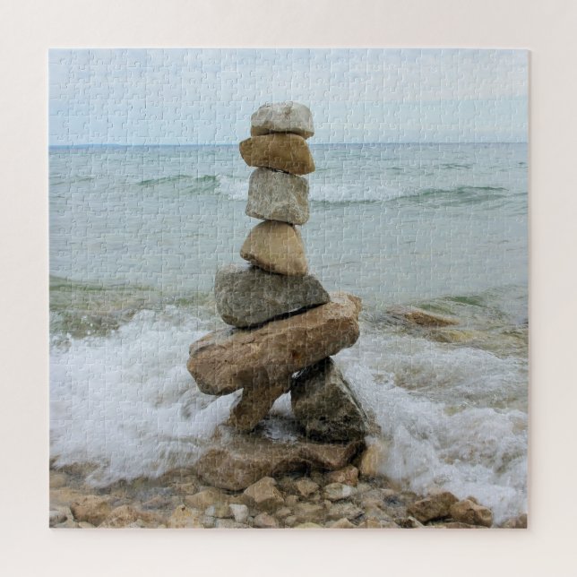 Puzzle Rock Cairn en el lago - 20x20 - 676 pcs (Vertical)