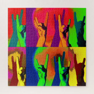 Puzzle Rock en todos - Rock mano Rótulo