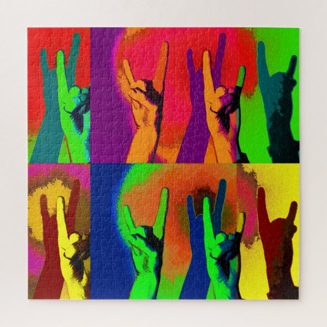 Puzzle Rock en todos - Rock mano Rótulo (Vertical)