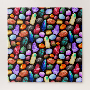 Puzzle Rock y patrón de cristal colorido y realista