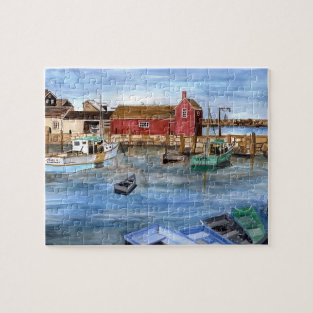 Puzzle Rockport Harbour Massachusetts New England Pintura (Horizontal)