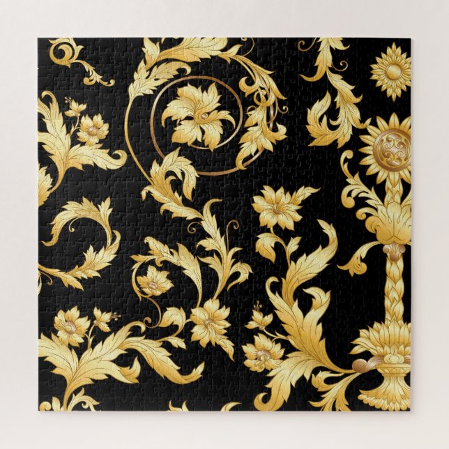 Puzzle Rococo barroco, patrón floral victoriano. (Vertical)