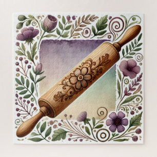 Puzzle Rodillo de madera floral arte de cocina Cottagecor