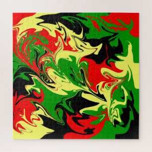 Puzzle Rojo, amarillo, negro y verde Swirls