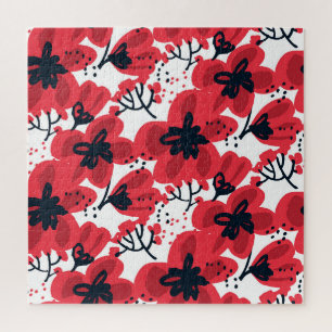 Puzzle Rojo de la Blossom: Patrón Abstracto De Mano.