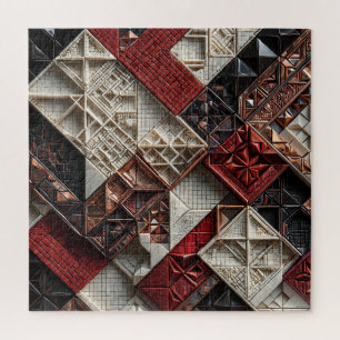 Puzzle Rojo Negro Marfil Micro Mosaico 3D Geométrico