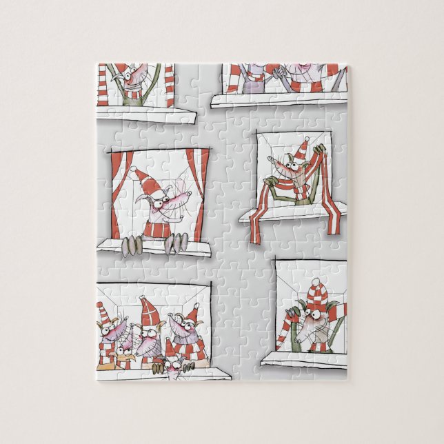 Puzzle rojos del día del partido del perrito (Vertical)