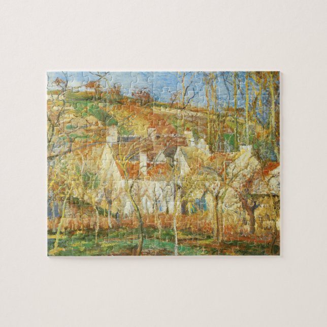 Puzzle Rojos, esquina de un pueblo, invierno por Pissarro (Horizontal)