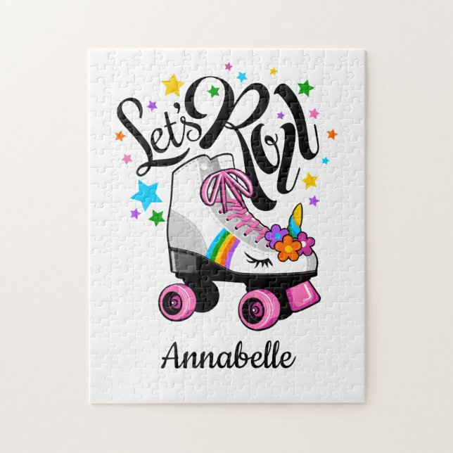 Puzzle Roll unicornio, chica de patinaje sobre patinaje s (Vertical)
