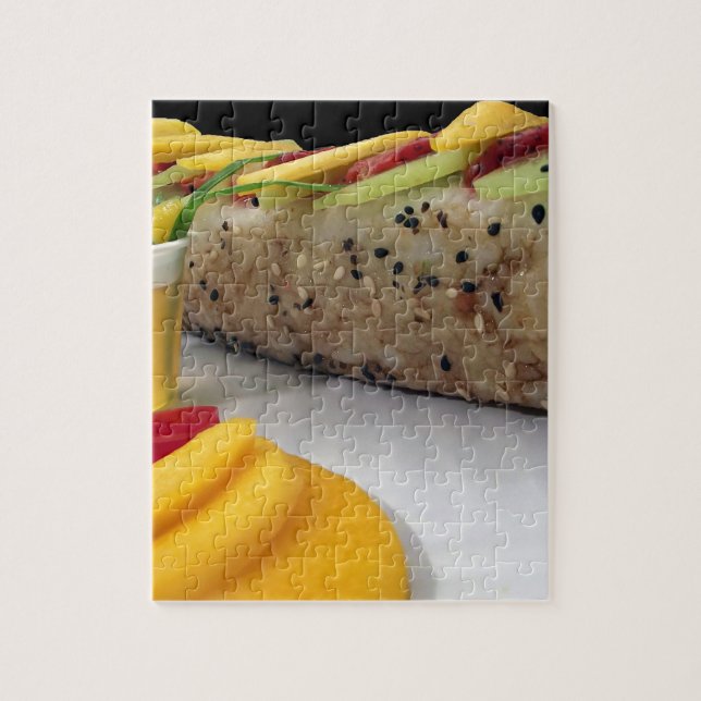 Puzzle Rollo de Sushi de Arroz con Mango Comida Japonesa  (Vertical)