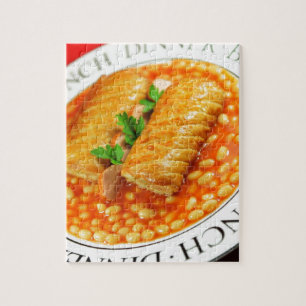 Puzzle Rollos de salchicha y habas cocidas