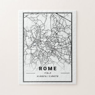 Puzzle Roma Italia Mapa de la ciudad de Europa Arte Minim