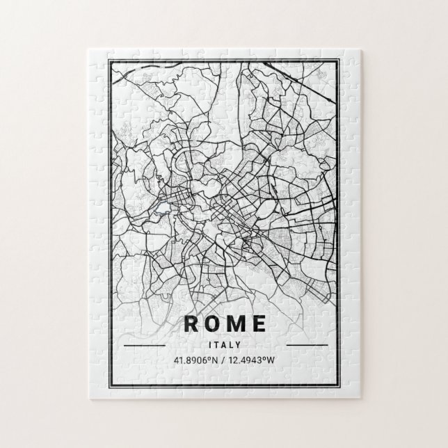 Puzzle Roma Italia Mapa de la ciudad de Europa Arte Minim (Vertical)