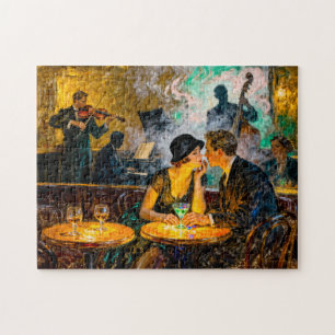 Puzzle Romance de bar de baile vintage impresionista con