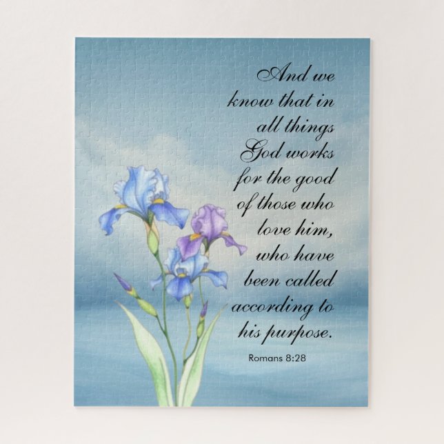 Puzzle Romanos 8:28 Acuarela de Iris (Vertical)