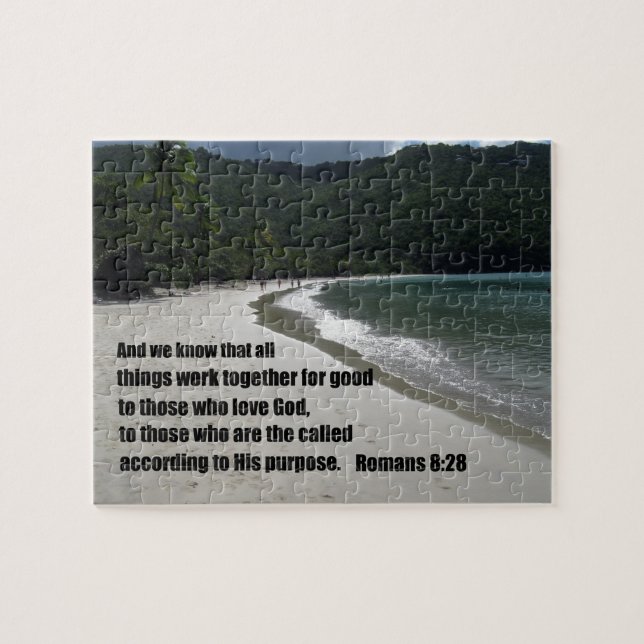 Puzzle Romanos 8:28 Todas las cosas funcionan juntas para (Horizontal)