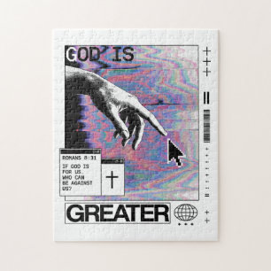 Puzzle Romanos 8:31 Cyberpunk Mano De Dios Arte Glitch