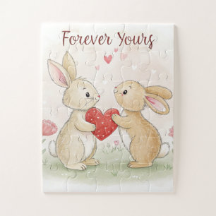 Puzzle Romantic Bunny Card - Para siempre