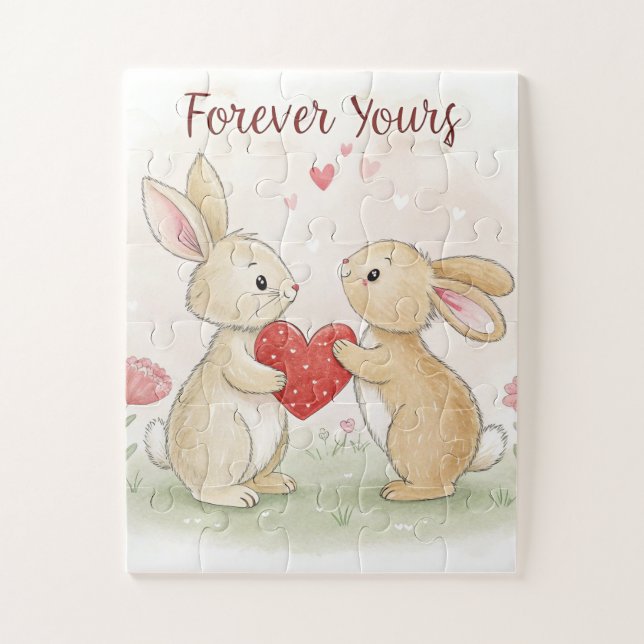 Puzzle Romantic Bunny Card - Para siempre (Vertical)
