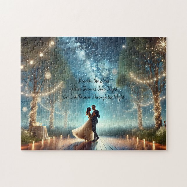 Puzzle Romantic Couple Dancing Under Stars Wedding Gift (Horizontal)