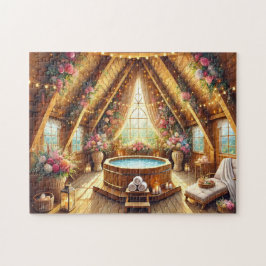 Puzzle Romantic Spa Retreat Jacuzzi Loft w/ Fairy Lights
