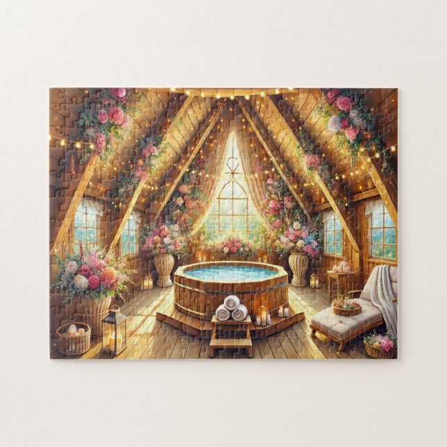 Puzzle Romantic Spa Retreat Jacuzzi Loft w/ Fairy Lights (Horizontal)