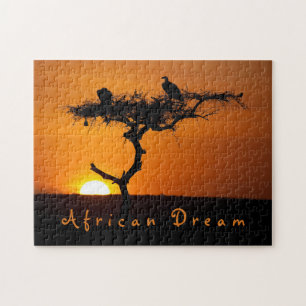 Puzzle Romántica foto del atardecer del sueño africano co