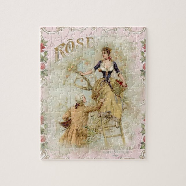 Puzzle Romántico París Amantes del shabbychic rosa (Vertical)