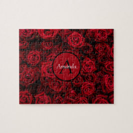 Puzzle Romántico rosa rojo San Valentín monograma persona