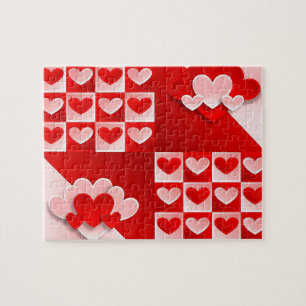 Puzzle Romántico Valentine Love Hearts Red White Heart