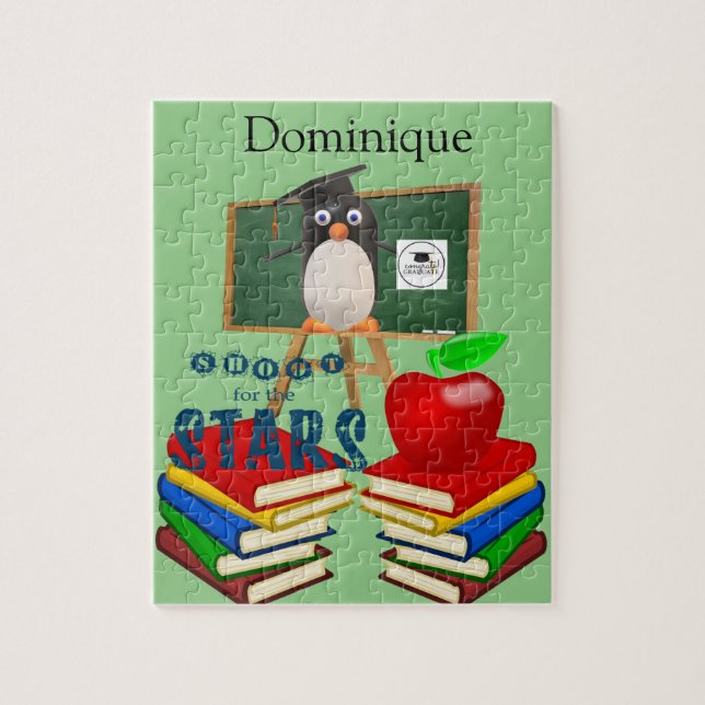 Puzzle Rompe a estudiante de colegio de pingüino blanco y (Vertical)