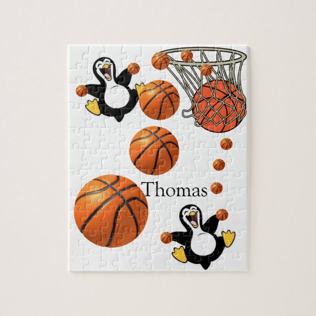 Puzzle Rompe el canto de baloncesto de Pingüino Blanco y  (Vertical)