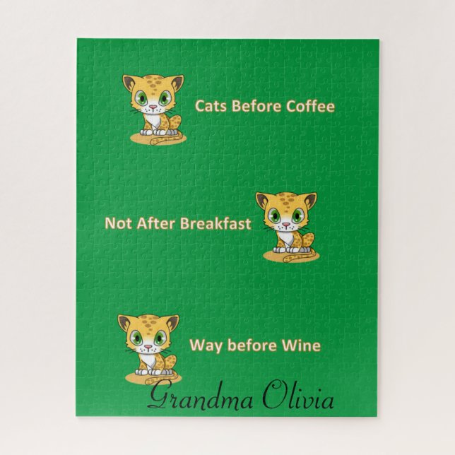 Puzzle Rompe el gato antes del desayuno con café de vino (Vertical)