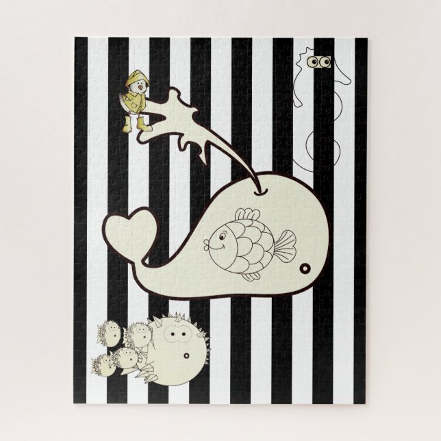 Puzzle Rompe las ballenas franjas negra y blanca (Vertical)