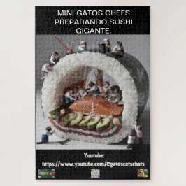 Puzzle Rompecabeza MINI GATOS CHEFS PREPARANDO SUSHI.