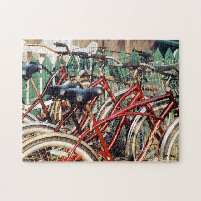 Puzzle "Rompecabezas de las bicicletas rojas" (Horizontal)