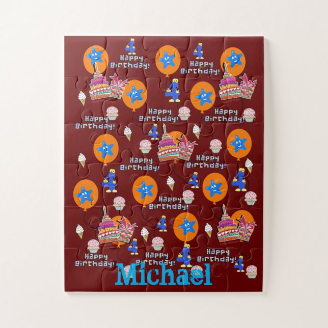 Puzzle Rompecabezas, Feliz Cuarto Cumpleaños, #4 Cumpleañ (Vertical)