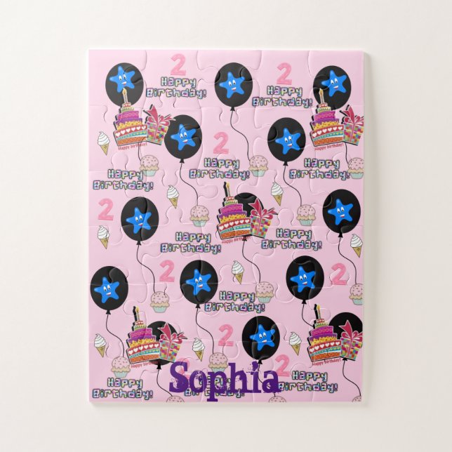 Puzzle Rompecabezas, Feliz Cumpleaños, #2do Rosa (Vertical)