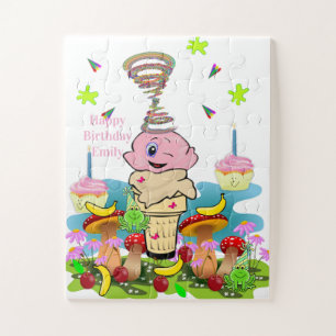 Puzzle Rompecabezas, Feliz Cumpleaños Cupcake Rosa