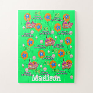 Puzzle Rompecabezas, Feliz Décimo Cumpleaños, Verde #10 C