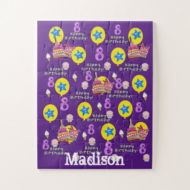 Puzzle Rompecabezas, Feliz octavo cumpleaños, #8 cumpleañ (Vertical)