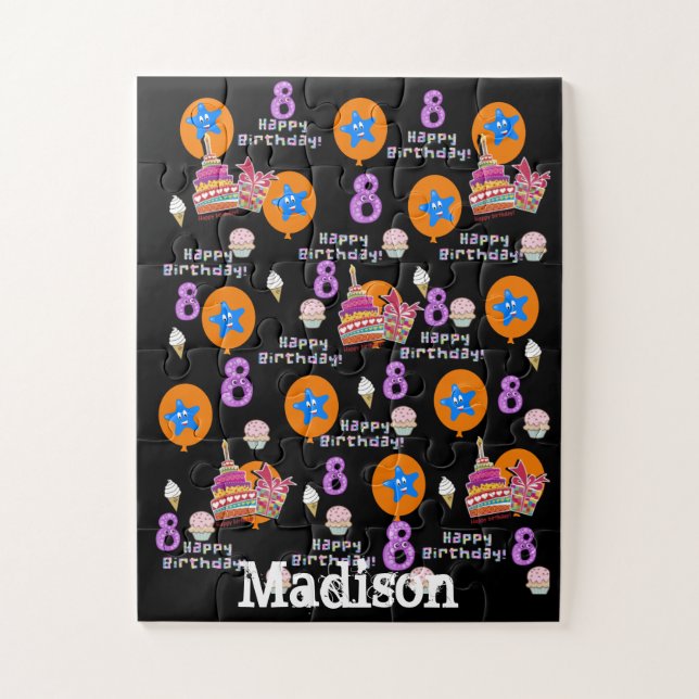 Puzzle Rompecabezas, Feliz octavo cumpleaños, #8 cumpleañ (Vertical)