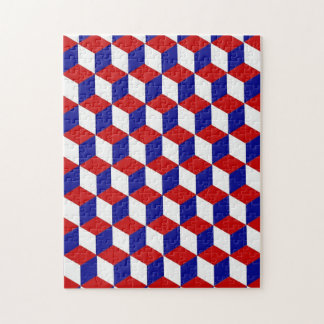 Puzzle Rompecabezas: ilusión de bloques en rojo, blanco y